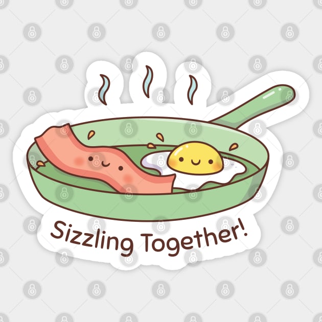 Cute Bacon and Egg Sizzling Together Funny Sticker by rustydoodle